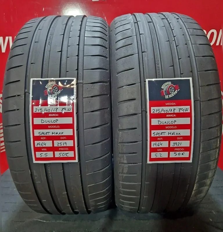 2x 215 40 18 89W NEUMÁTICOS DUNLOP 5.2/5.5 mm DOT 2519/3921 [R. 1964]