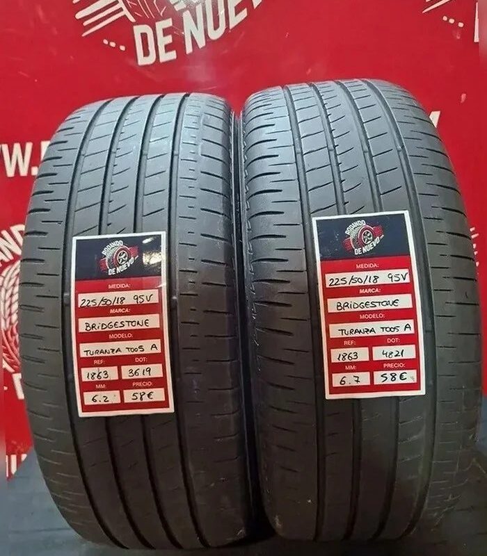 2x 225 50 18 95V Neumáticos BRIDGESTONE 6.2/6.7 mm DOT 3619/4821 [R. 1863]