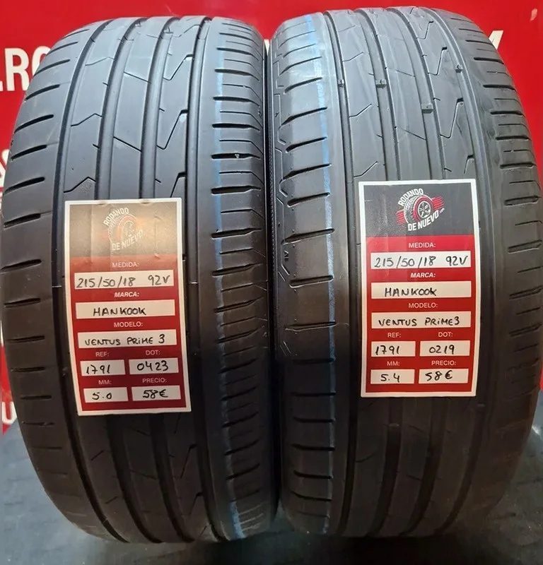 2x 215 50 18 92V NEUMÁTICOS HANKOOK 5/5.4 mm DOT 0423/0219 [R. 1791]