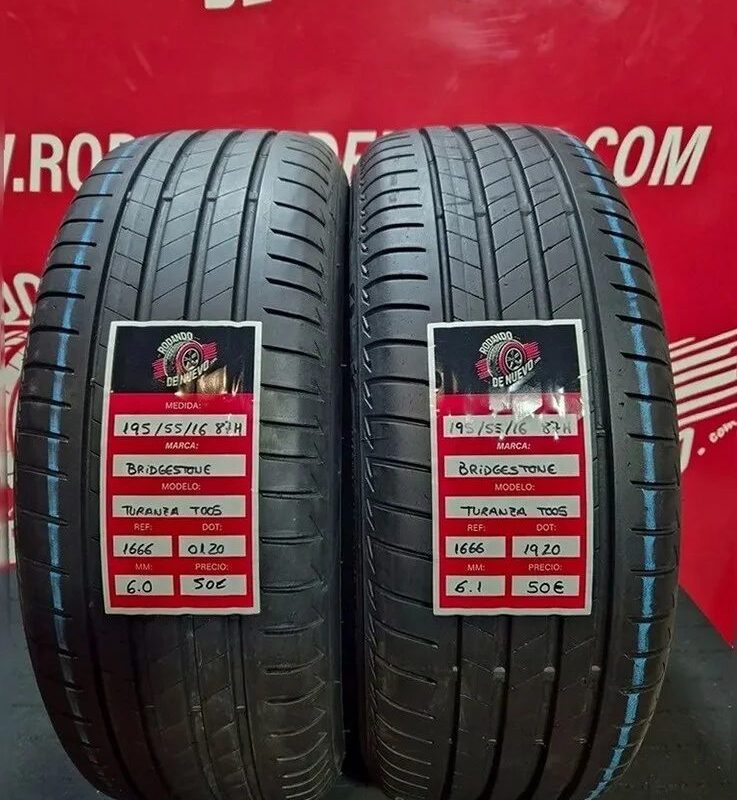 2x 195 55 16 87H BRIDGESTONE Neumáticos 6/6.1 mm DOT 0120/1920 [R. 1666]