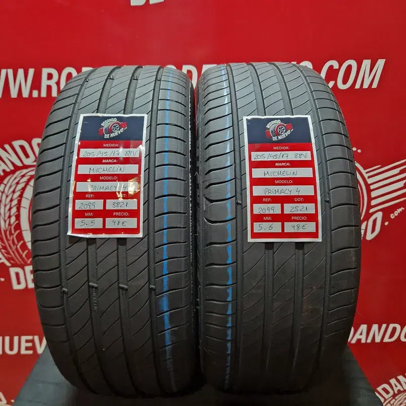 2x 205 45 17 88V Neumáticos Michelin 5.6/5.5 mm DOT 2521/3821 [2099]