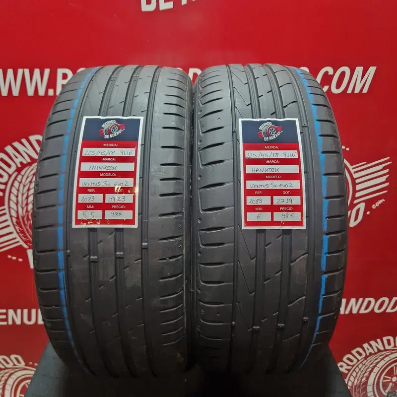 2x 225 45 18 91W Neumáticos Hankook 6/5.5 mm DOT 0723/2719 [R. 2083]