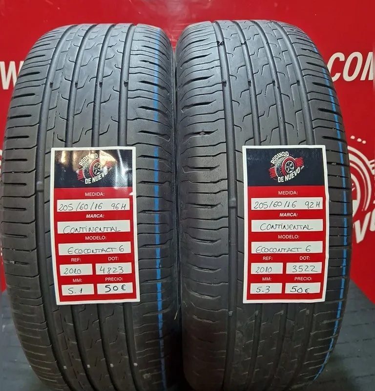 2x 205 60 16 92H NEUMÁTICOS CONTINENTAL 5.1/5.3 mm DOT 3522/4823 [R. 2010]