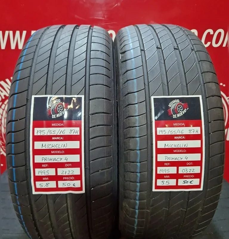 2x 195 55 16 87H NEUMÁTICOS MICHELIN 5.5/5.8 mm DOT 0322/2122 [R. 1995]