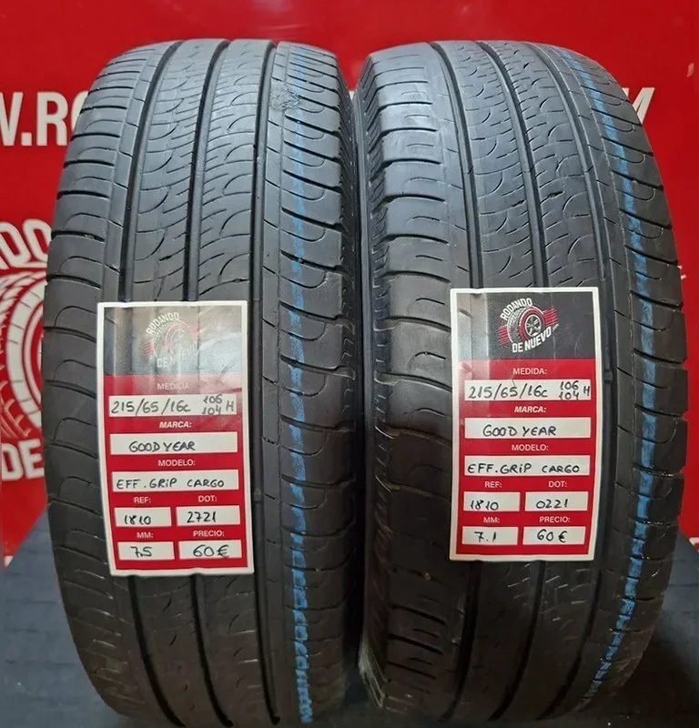 2x 215 65 16C 106/104H NEUMÁTICOS GOODYEAR 7.5/7.1 mm DOT 2721/0221 [R. 1810]