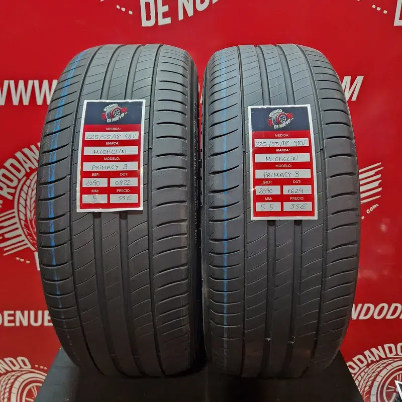 2x 225 55 18 98V Neumáticos Michelin 5.5/5 mm DOT 0822/1624 [R. 2090]